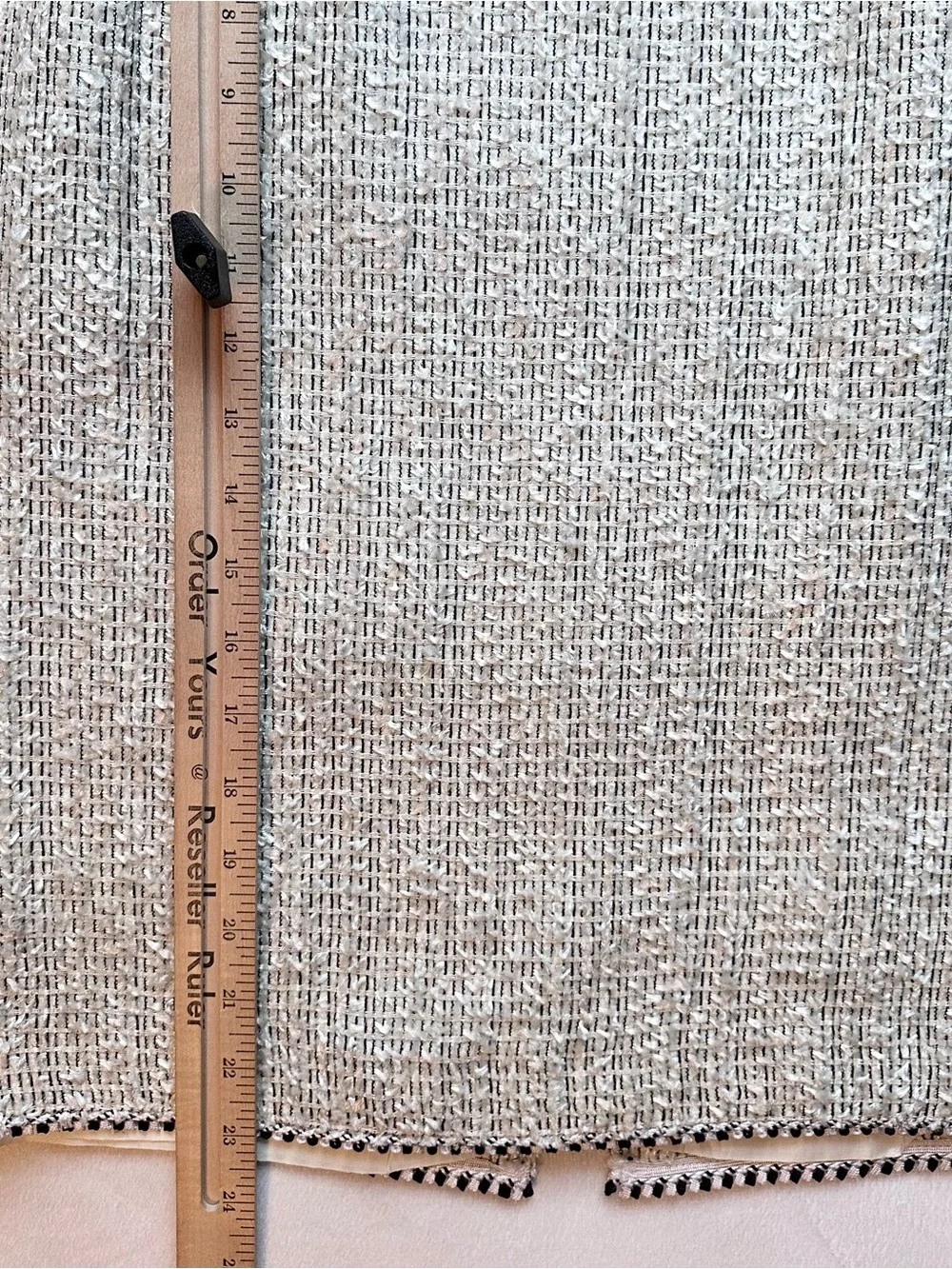 RUTY France Fuzzy Tweed Pencil Skirt Ivory White Black Womens 10-12 Waist 31”